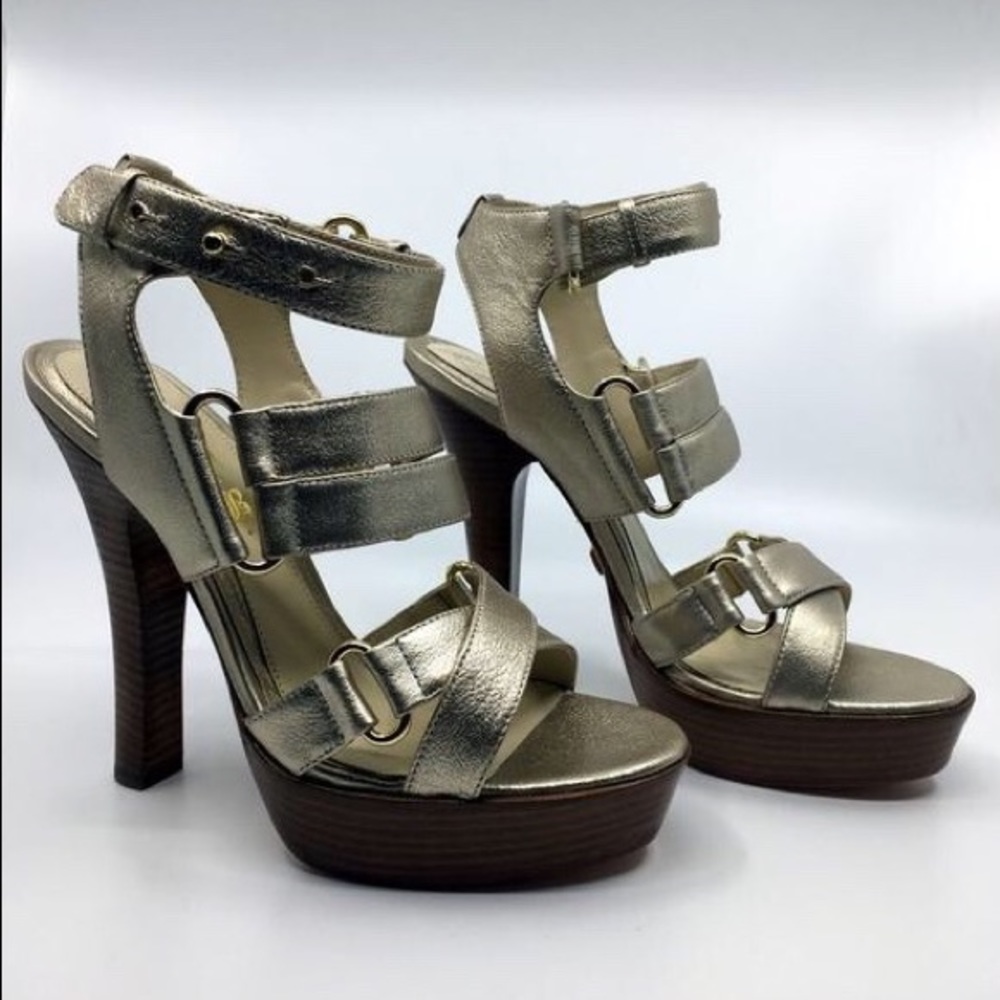 NEW L.A.M.B Dawn Golden Glam Platform Heels  Size 9